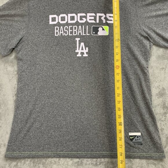 Nike Shirt Mens Large Gray Los Angeles Dodgers MLB Baseball Tee Center Swoosh - Picture 2 of 10